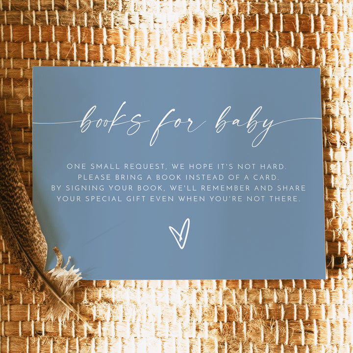 KENNEDY Slate Blue Boy Baby Shower Books for Baby Card