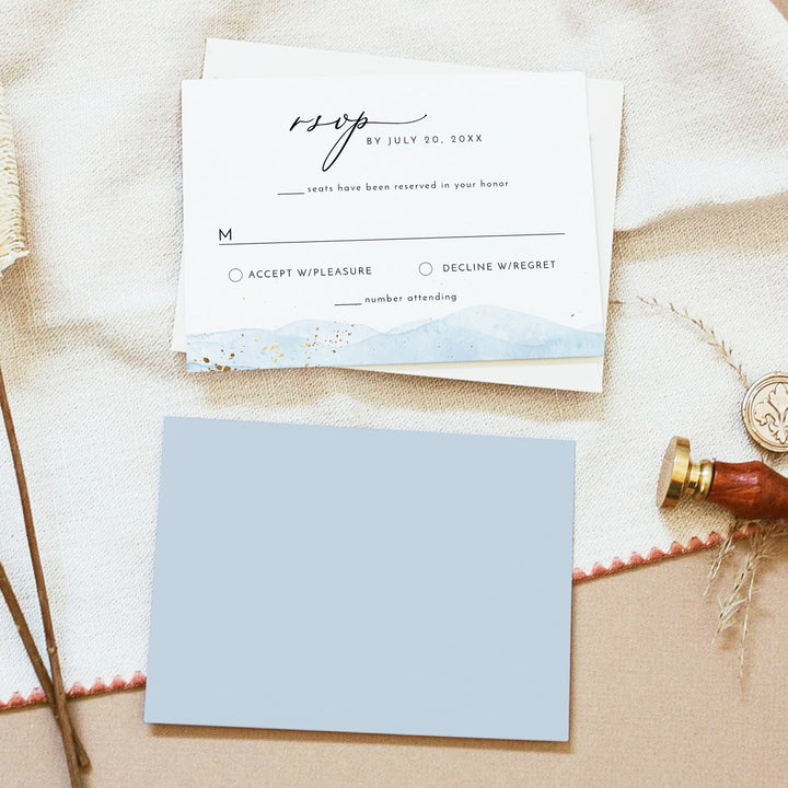 BLAKELY Minimalist Beach Wedding RSVP Cards with Envelope