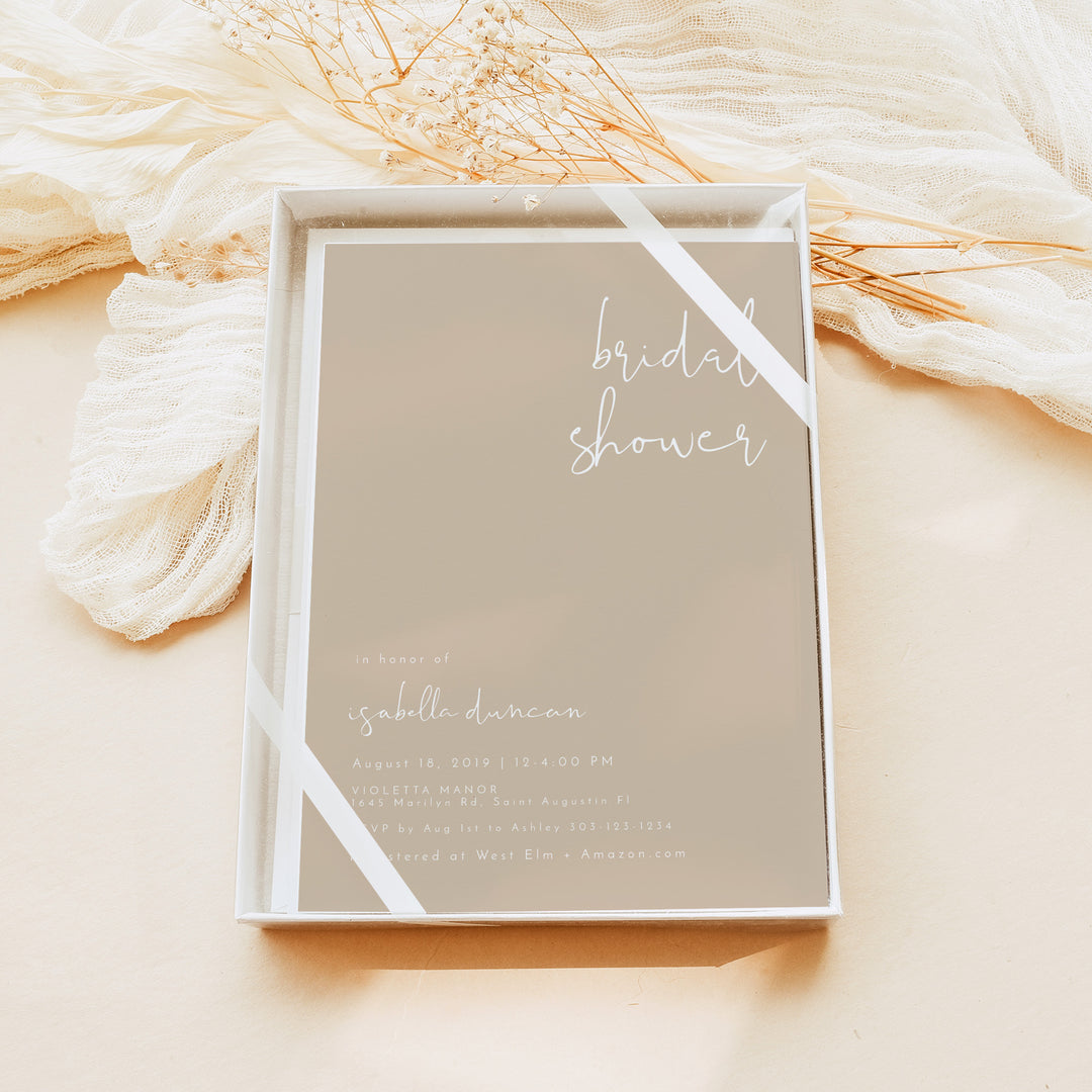 INDIE Modern Beige Boho Wedding Shower Invitation with Photo