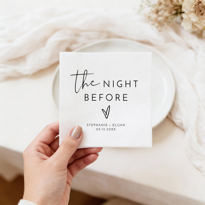 ADELLA Simple Script The Night Before Personalized Rehearsal Dinner Napkins