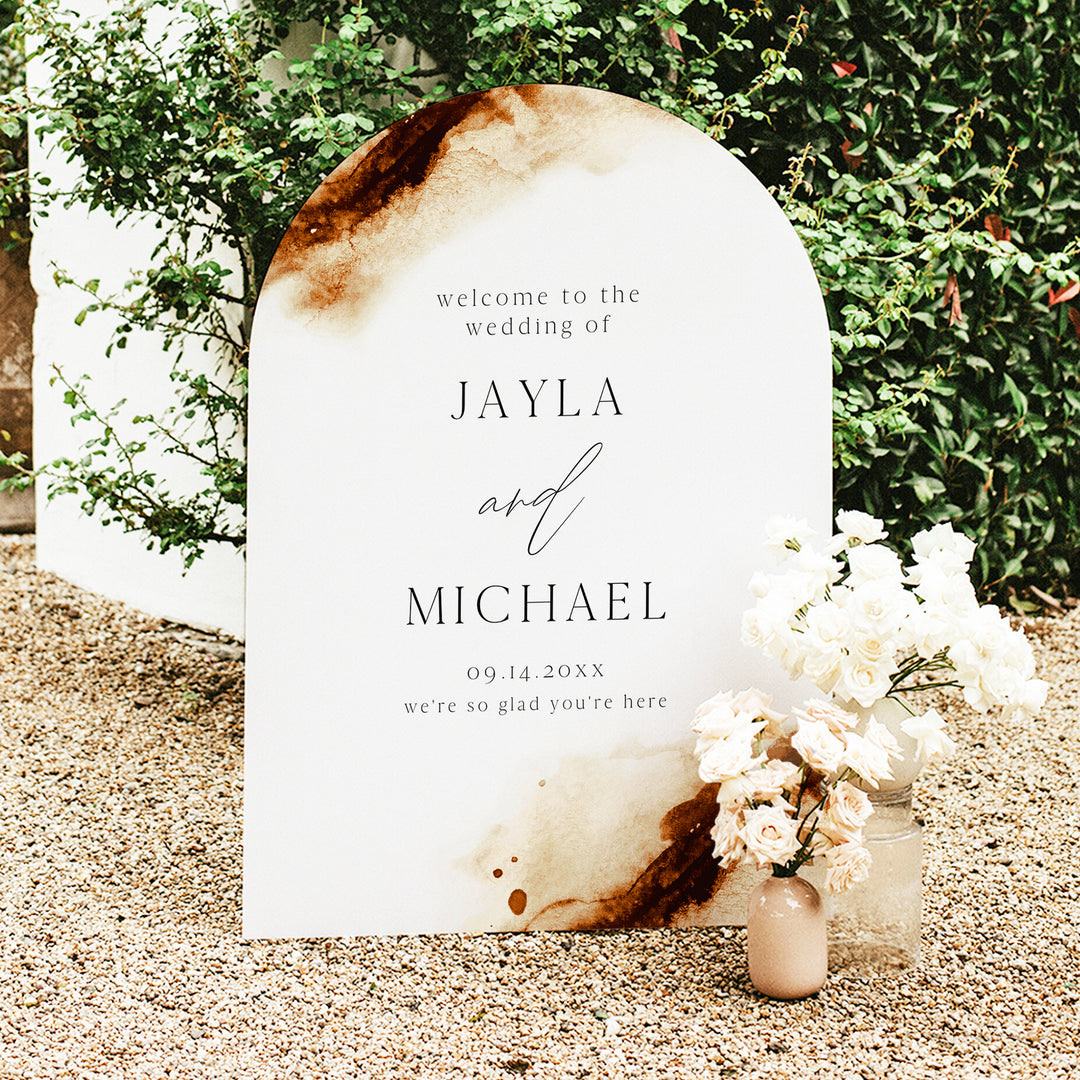 JAYLA Terracotta Watercolor Autumn Wedding Welcome Sign