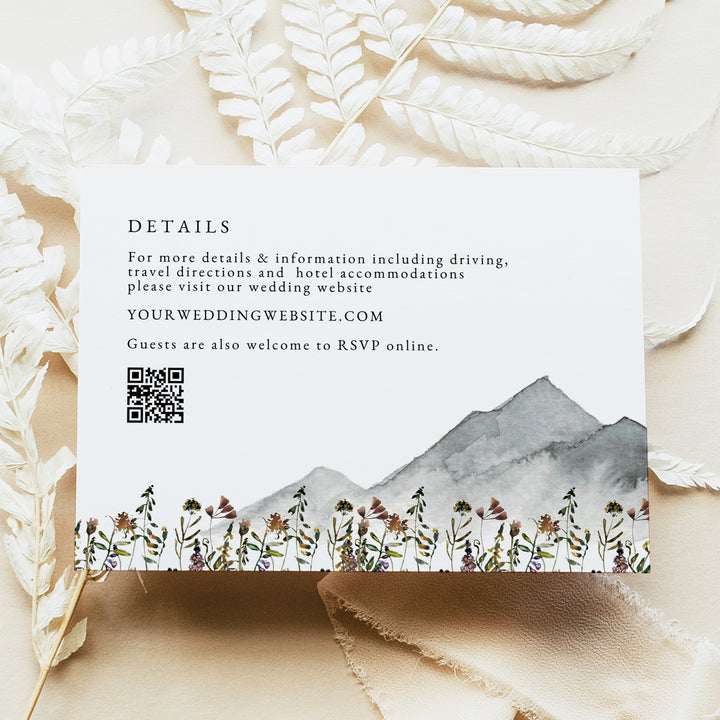 HEIDI Boho Muted Tones Wildflower Wedding Details Card Printed or Instant Download
