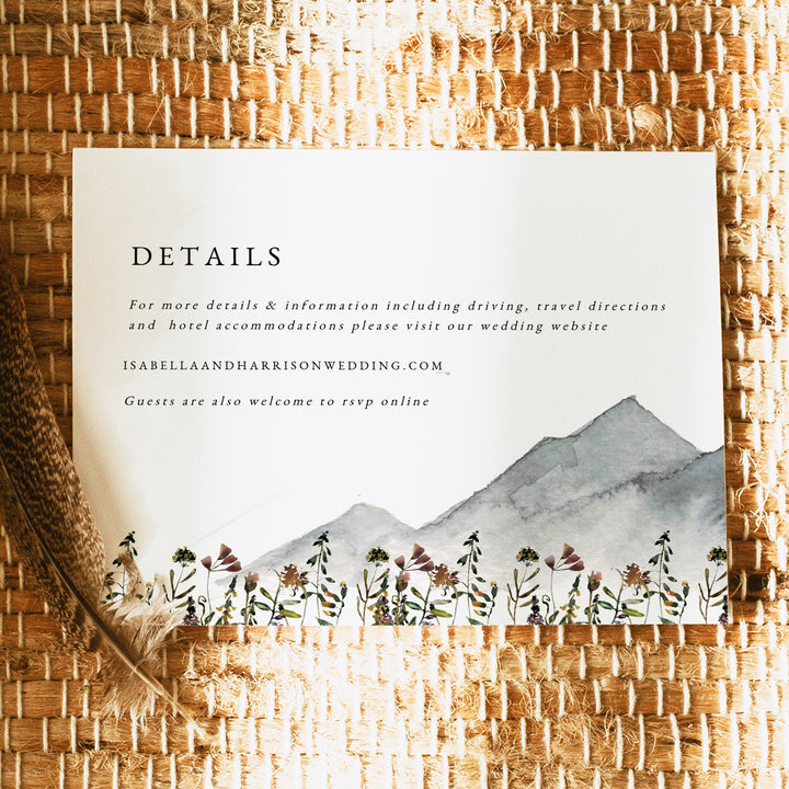 HEIDI Watercolor Wildflower Wedding Details Card