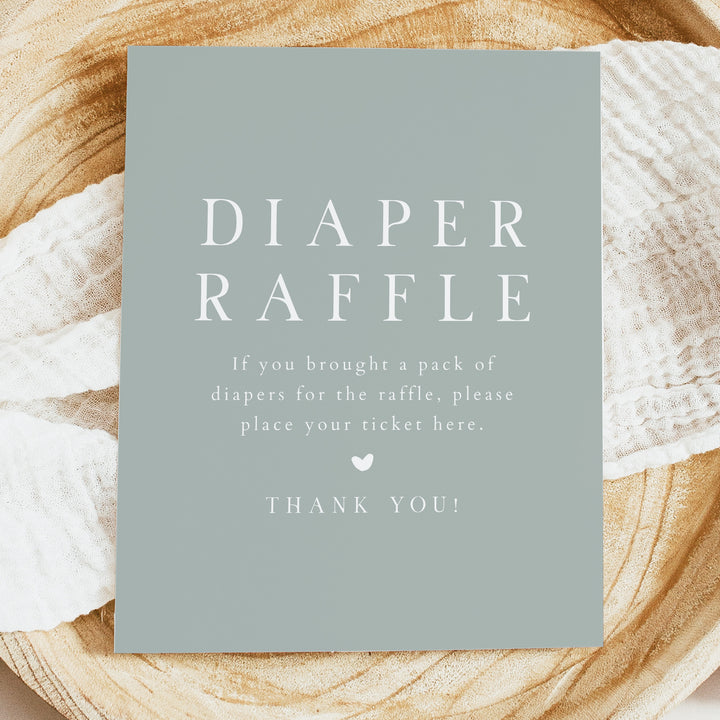 NINA Green Minimalist Baby Shower Diaper Raffle Game Sign