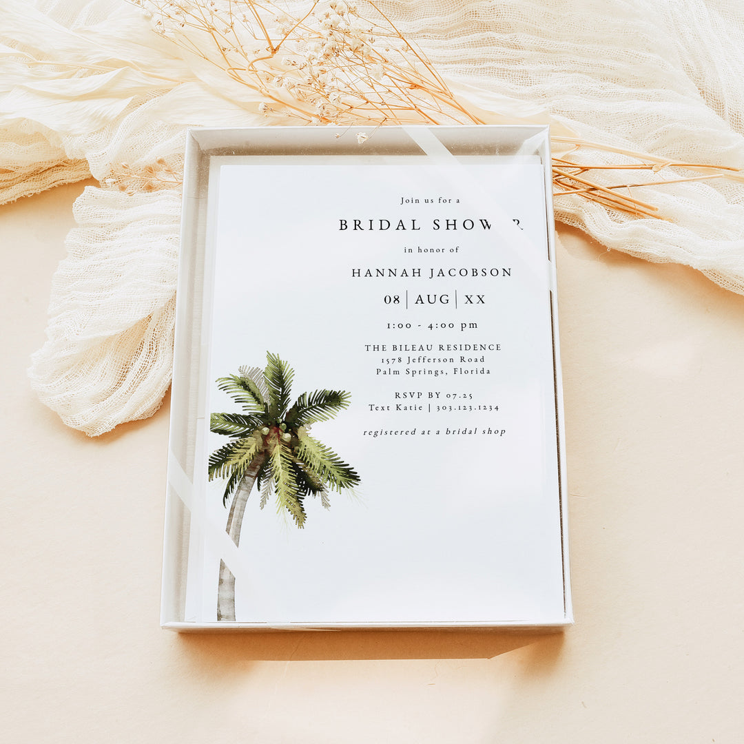 MONA Tropical Palm Tree Bridal Shower Invitations