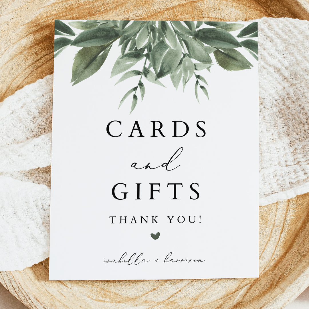 LANA Winter Greenery Cards and Gifts Wedding Sign