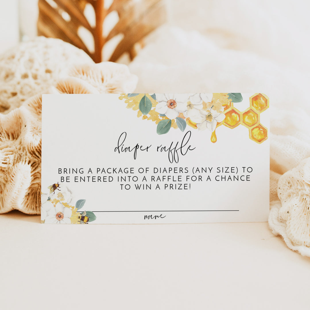 ROMY Yellow Bumble Bee Baby Shower Diaper Raffle Tickets