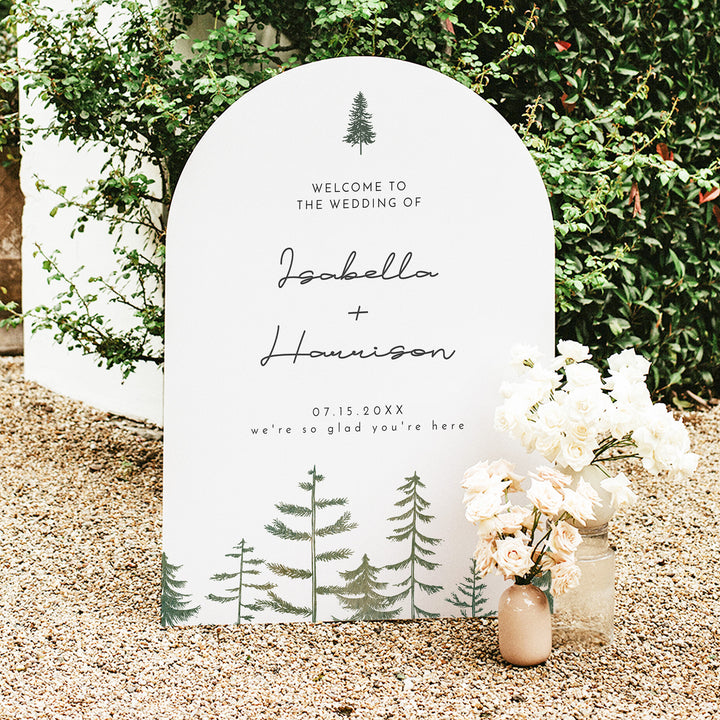 TIMBER Minimalist Pine Wedding Welcome Sign