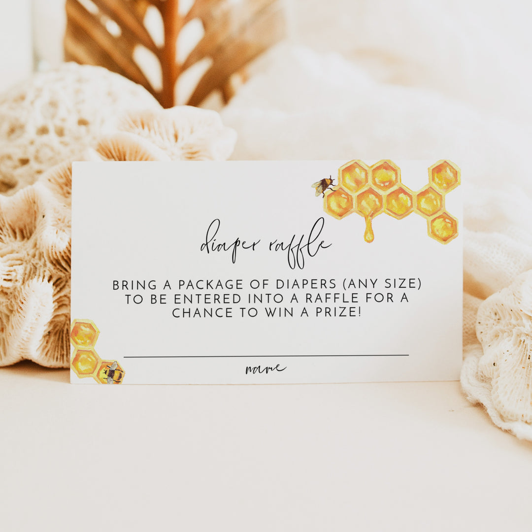 ROMY Boho Honey Bee Baby Shower Diaper Raffle Cards