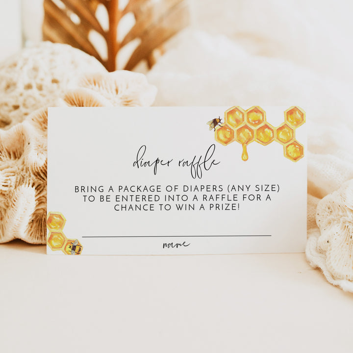 ROMY Boho Honey Bee Baby Shower Diaper Raffle Cards
