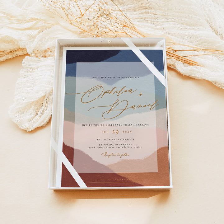 OPHELIA Terracotta Autumn Desert Photo Wedding Invitations