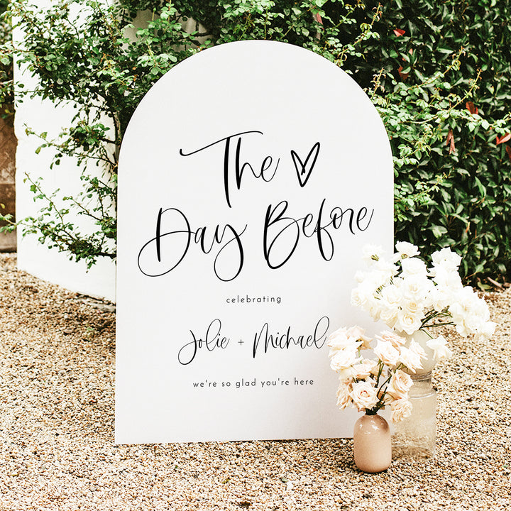 JOLIE The Day Before Modern Boho Rehearsal Dinner Sign