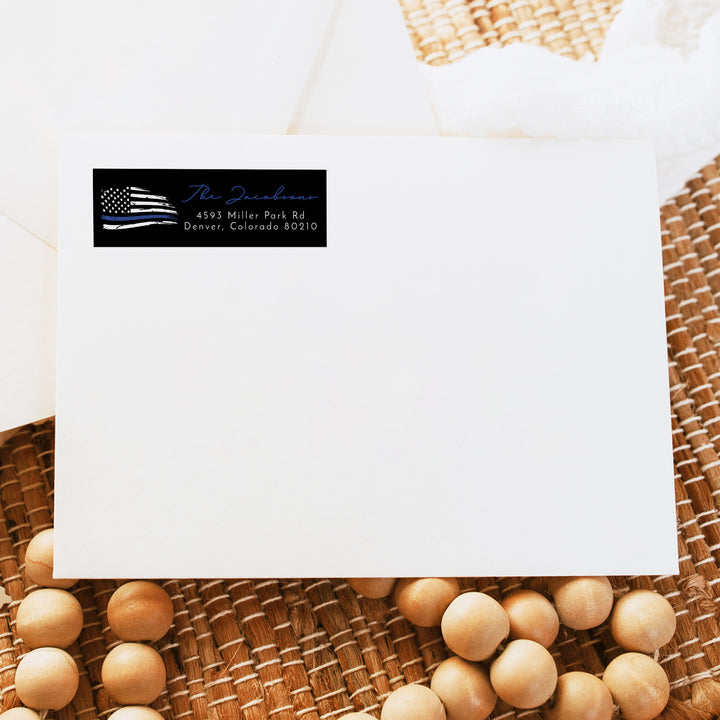 POLICE Black Police Flag Return Address Sticker Labels
