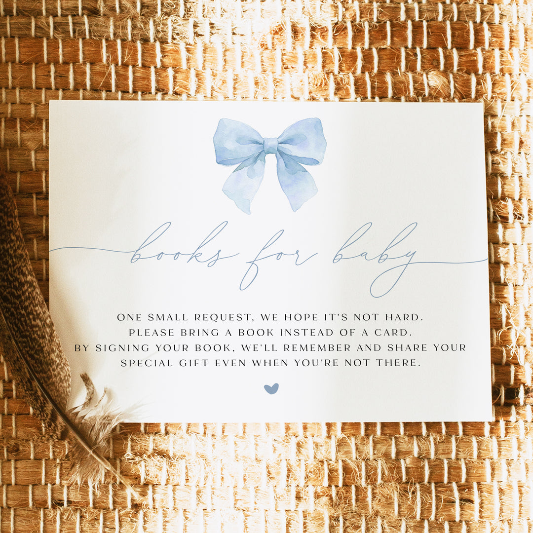 ANGELINA Dusty Blue Coquette Bow Books for Baby Insert Card