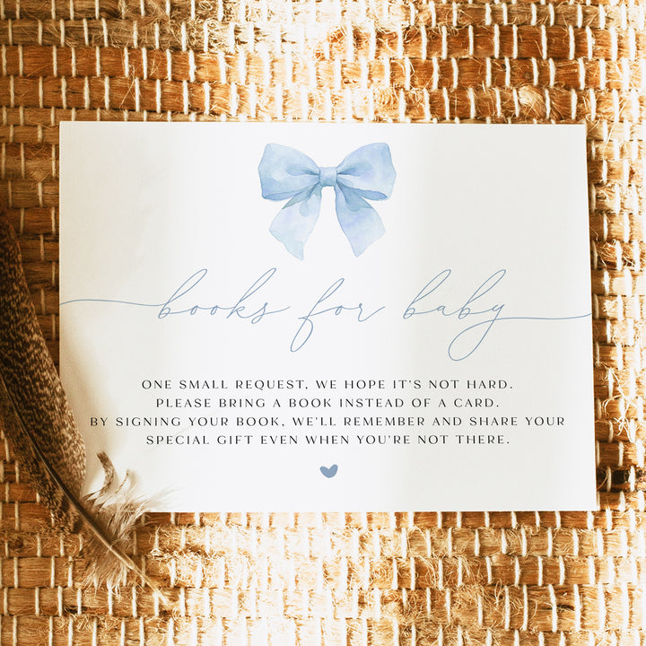 ANGELINA Dusty Blue Coquette Bow Books for Baby Insert Card