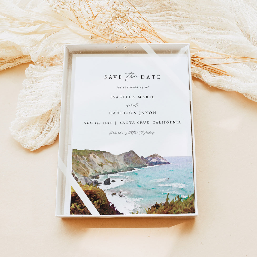 BIG SUR California Beach Wedding Save the Date Cards with Photo