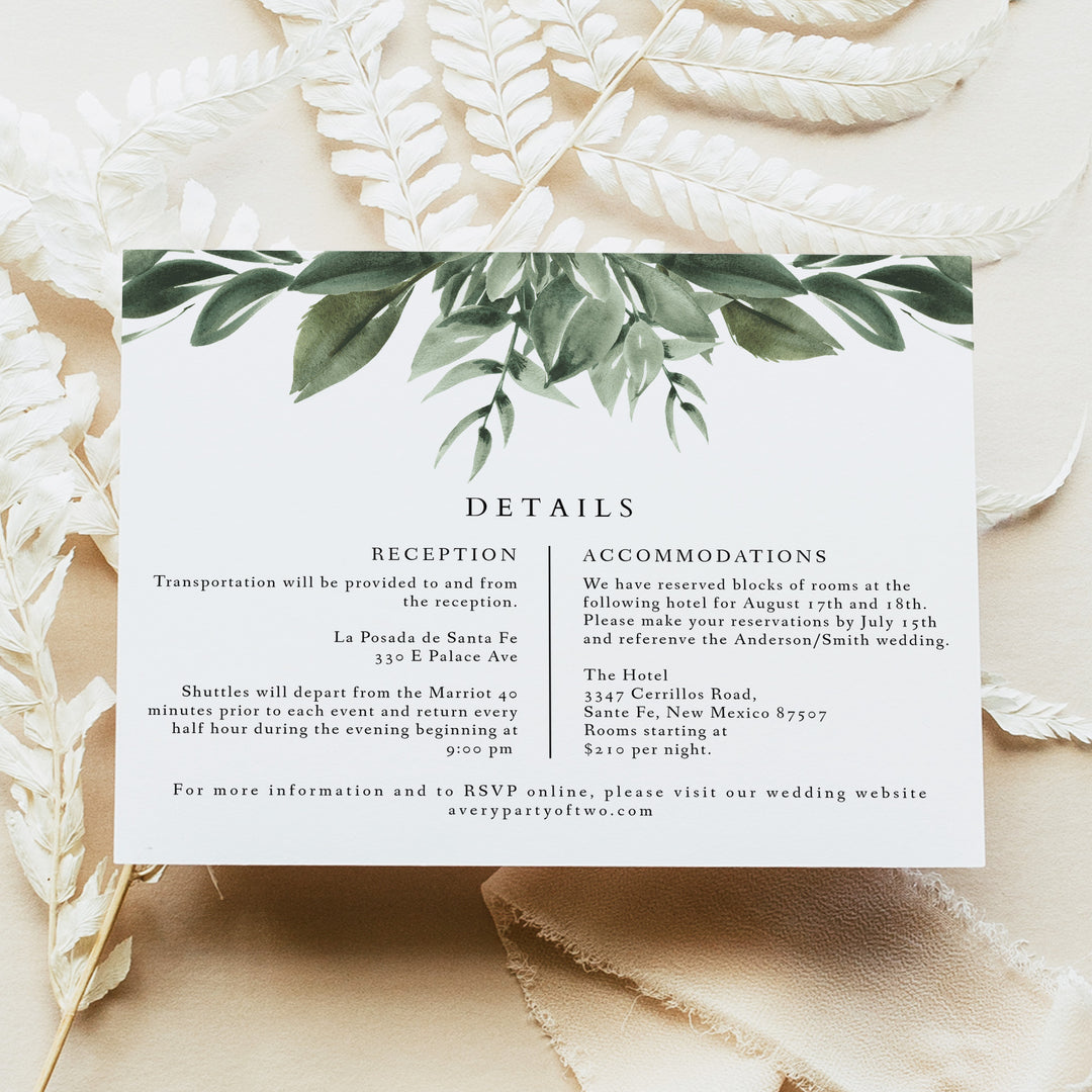 LANA Elegant Sage Green Garden Wedding Invitation Suite with Photo
