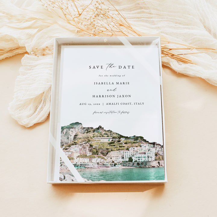 AMALFI COAST Italy Watercolor Save the Date Invitations