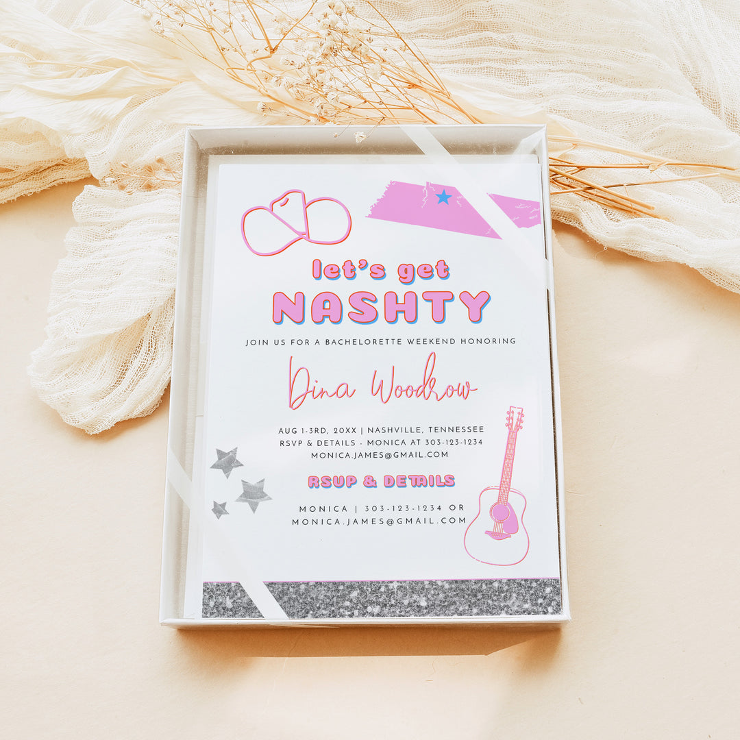 DINA Let's Get Nashty Bachelorette Party Invitation & Itinerary