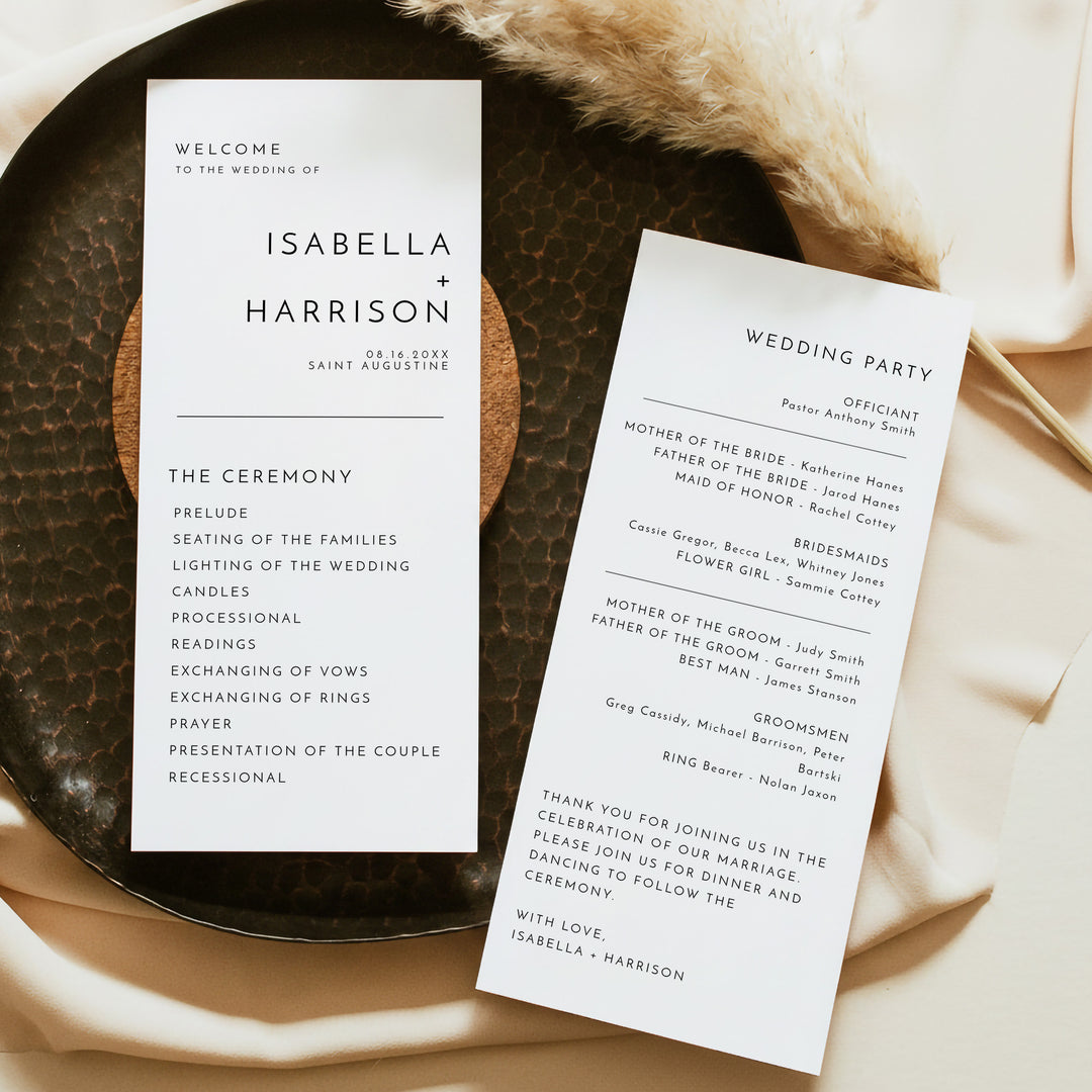 KENNEDY Modern Editorial Wedding Ceremony Program