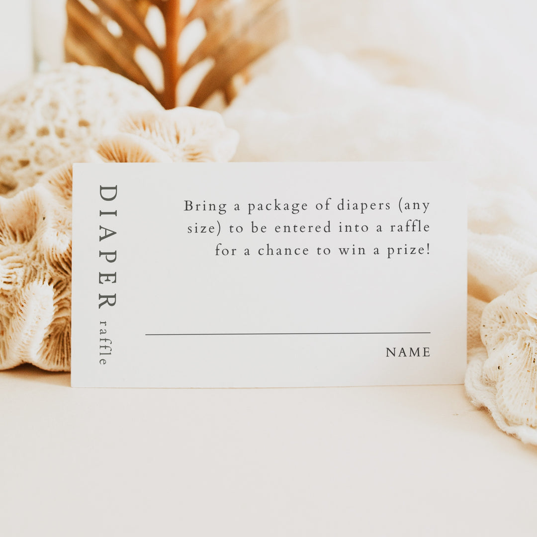 NINA Rustic Green Baby Shower Diaper Raffle Tickets