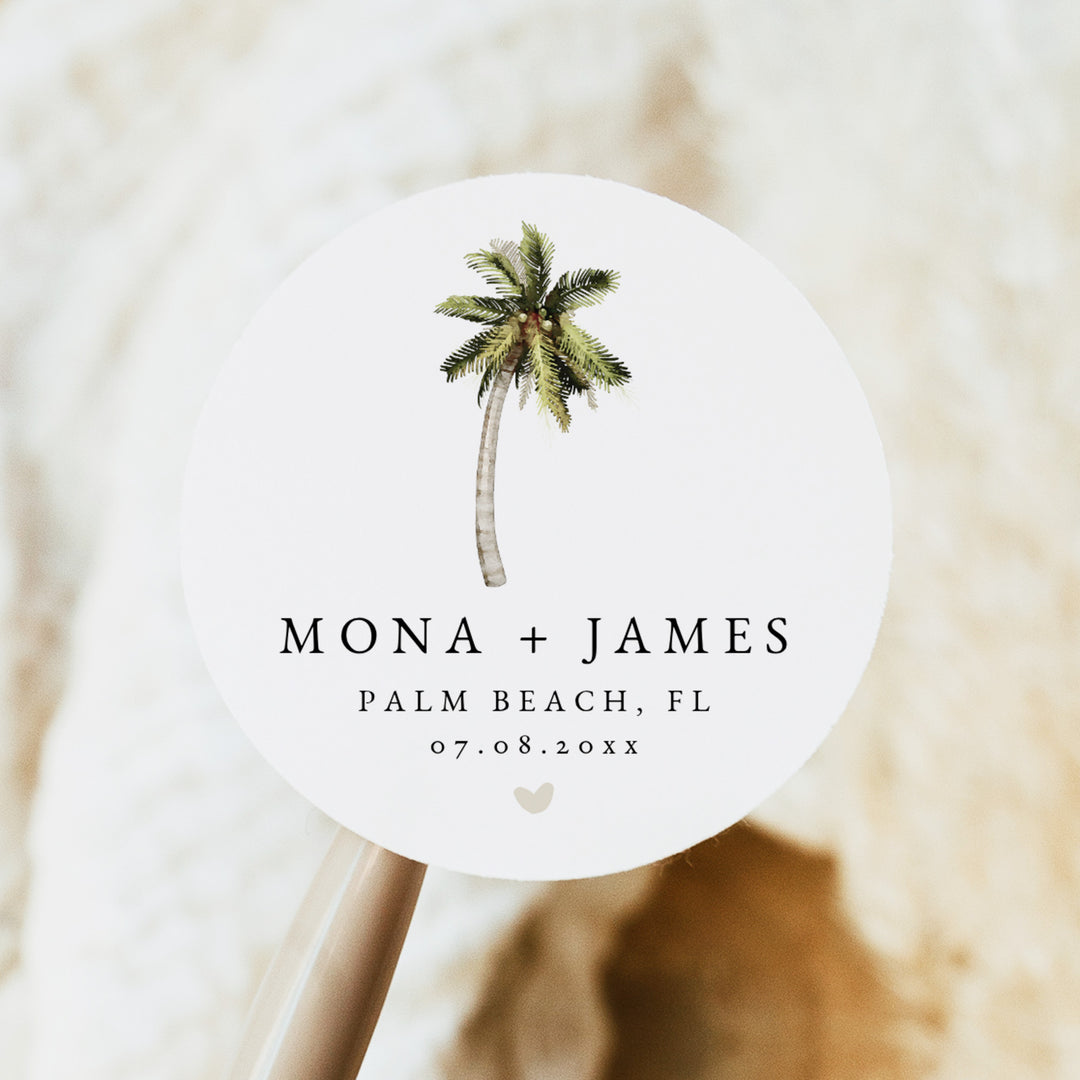 MONA Tropical Destination Wedding Favor Stickers