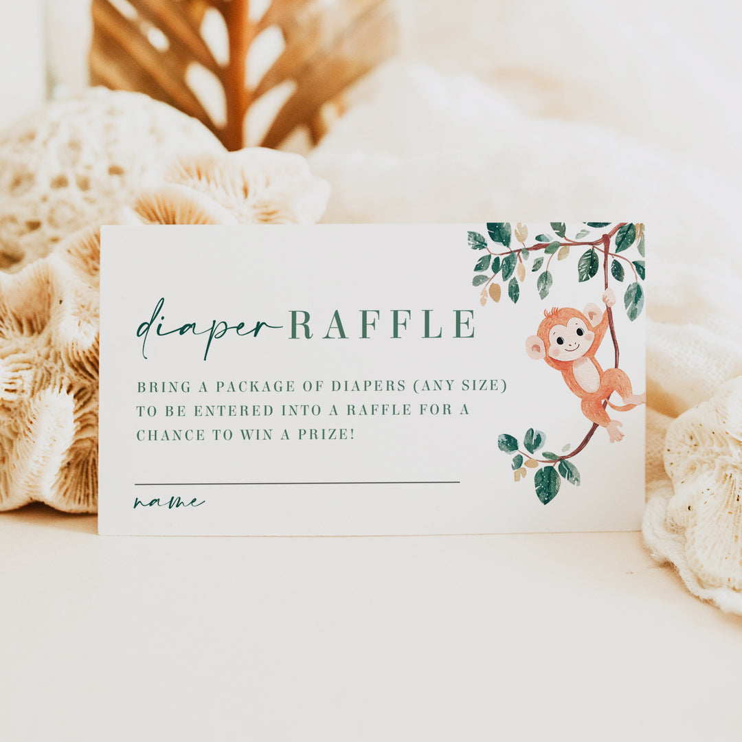 WILDER Safari Theme Baby Shower Diaper Raffle Card