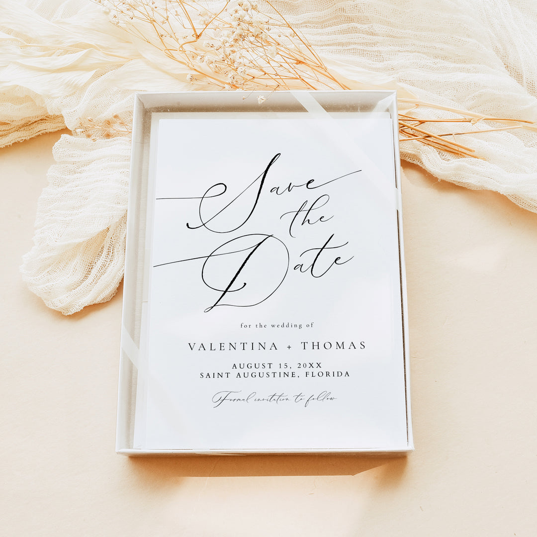 VALENTINA Elegant Wedding Save the Date Card with Photo