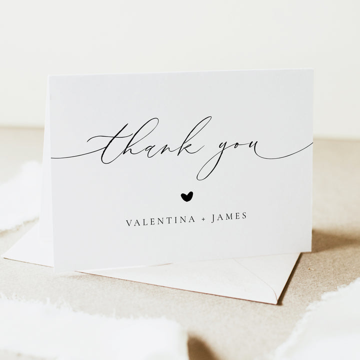 VALENTINA Personalized Black and White Thank You Cards