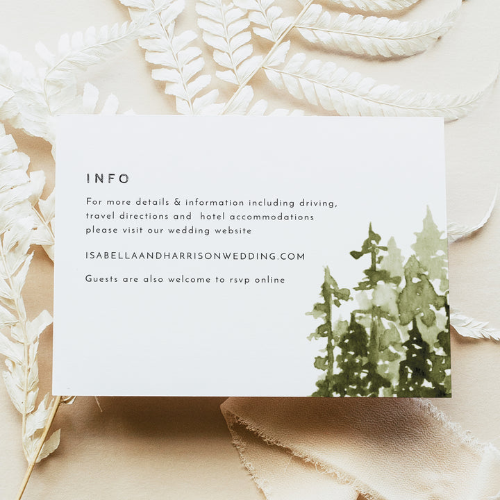 JENNA Rustic Forest Green Wedding Invitation Suite with Photo