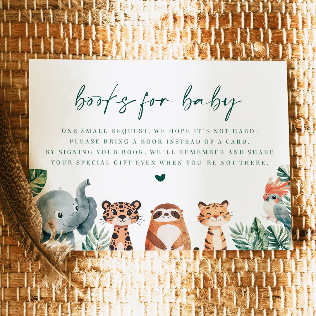 WILDER Safari Baby Shower Books for Baby Card