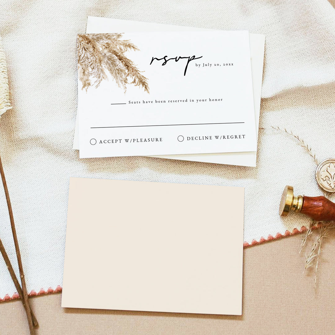 CIERA Rustic Fall Wedding RSVP Card with Envelopes