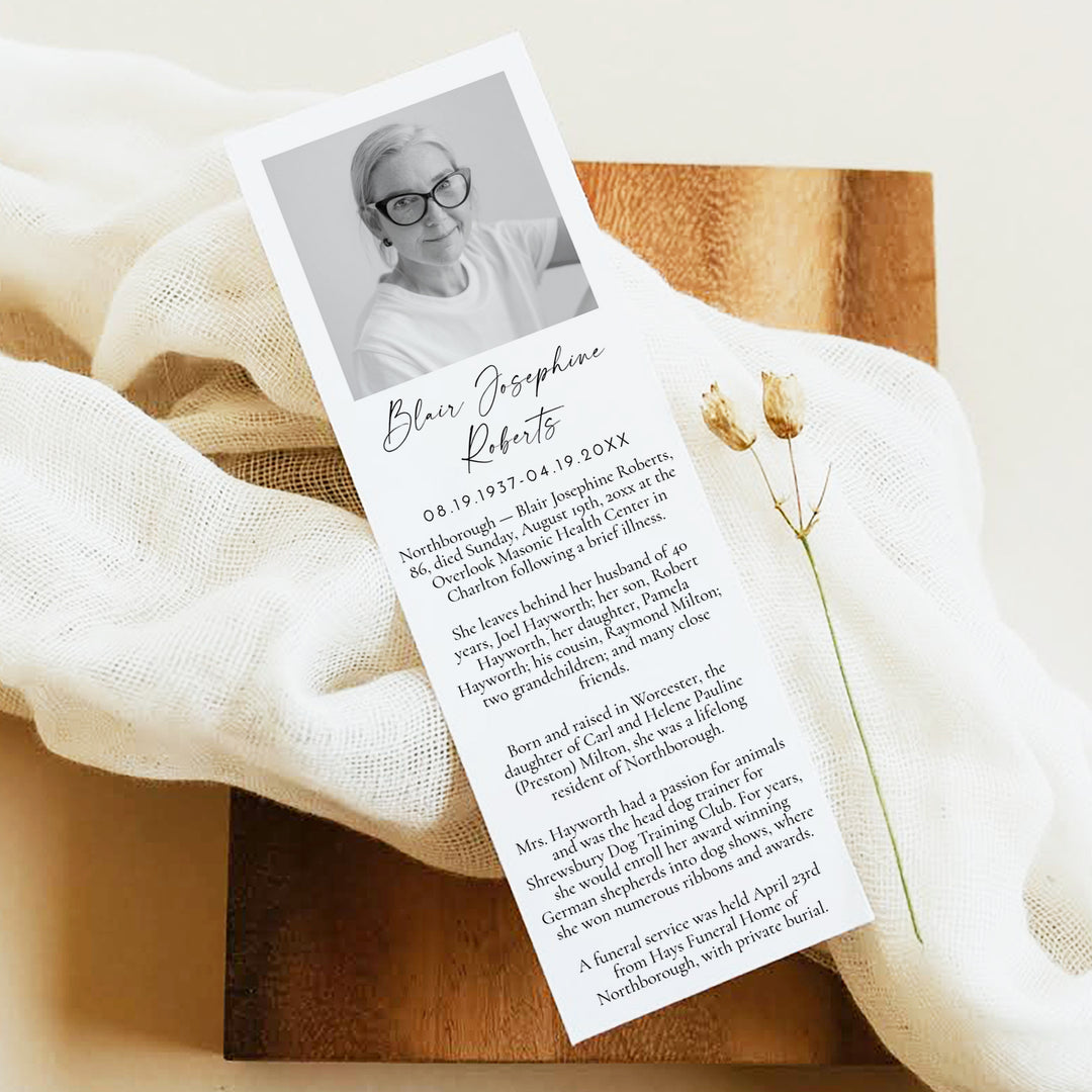 BLAIR Minimalist Unlaminated Photo Obituary Prayer Card
