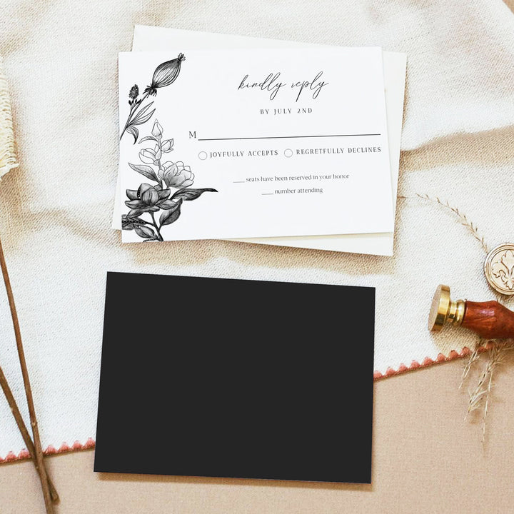NOVA Romantic October Floral Acceptance Card with Envelopes