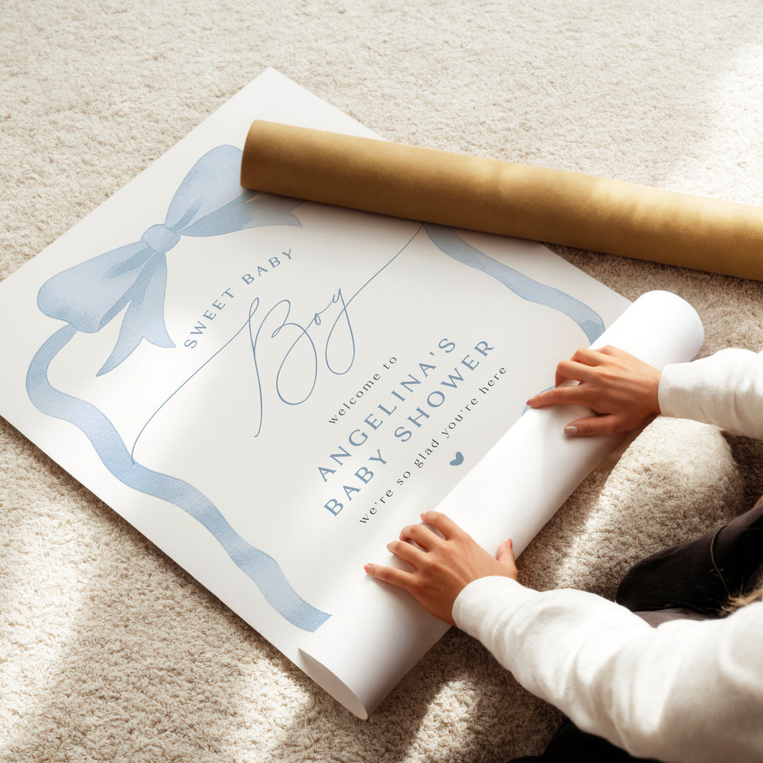 ANGELINA Custom Coquette Baby Boy Shower Welcome Sign