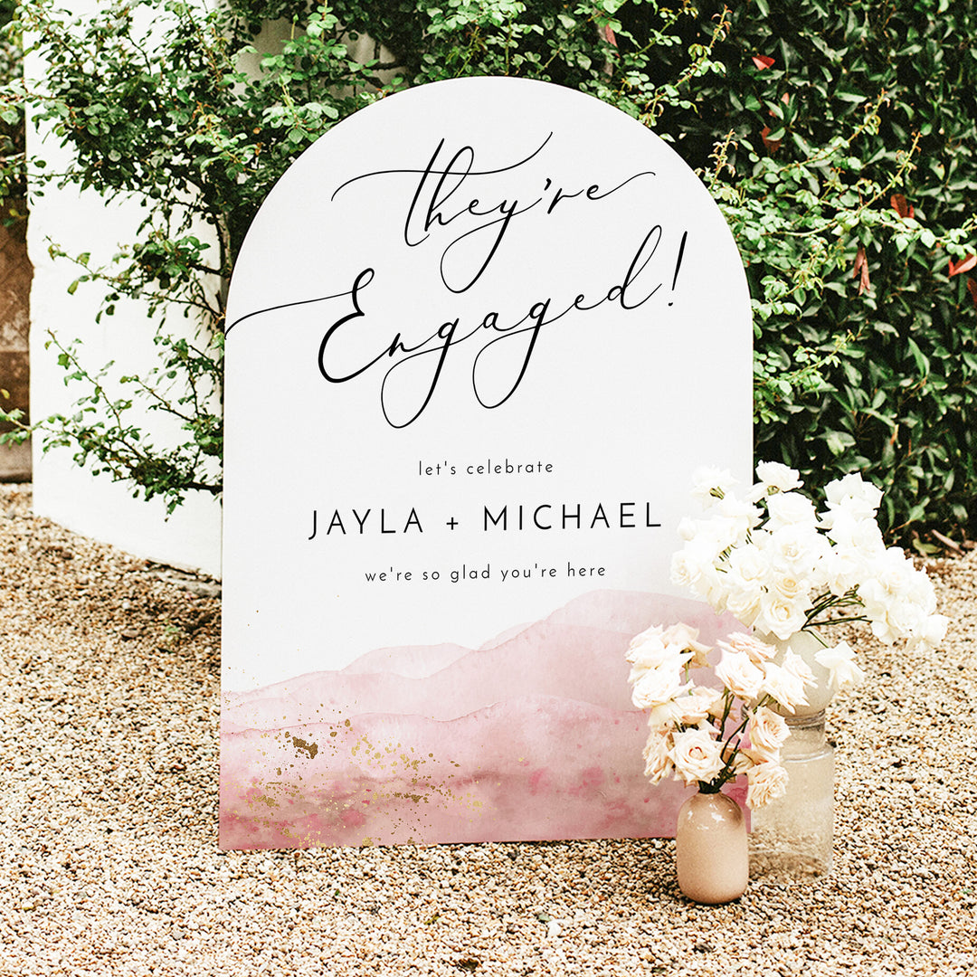 JULIEN They're Engaged Modern Boho Engagement Party Sign