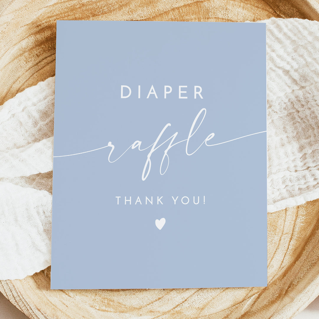 KENNEDY Dusty Blue Baby Boy Shower Diaper Raffle Sign