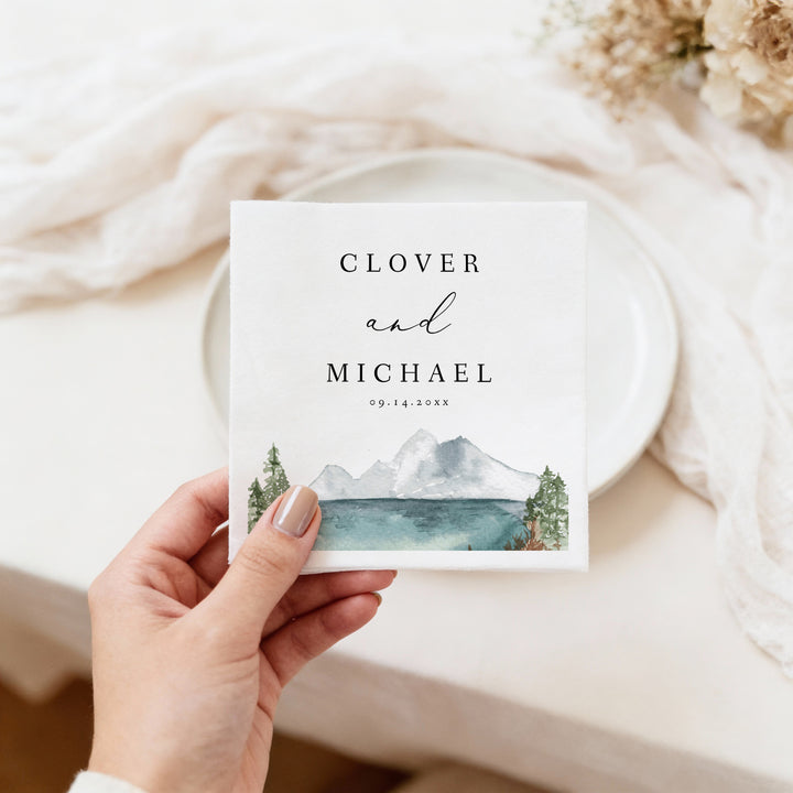 CLOVER Personalized Rustic Forest Wedding Napkins