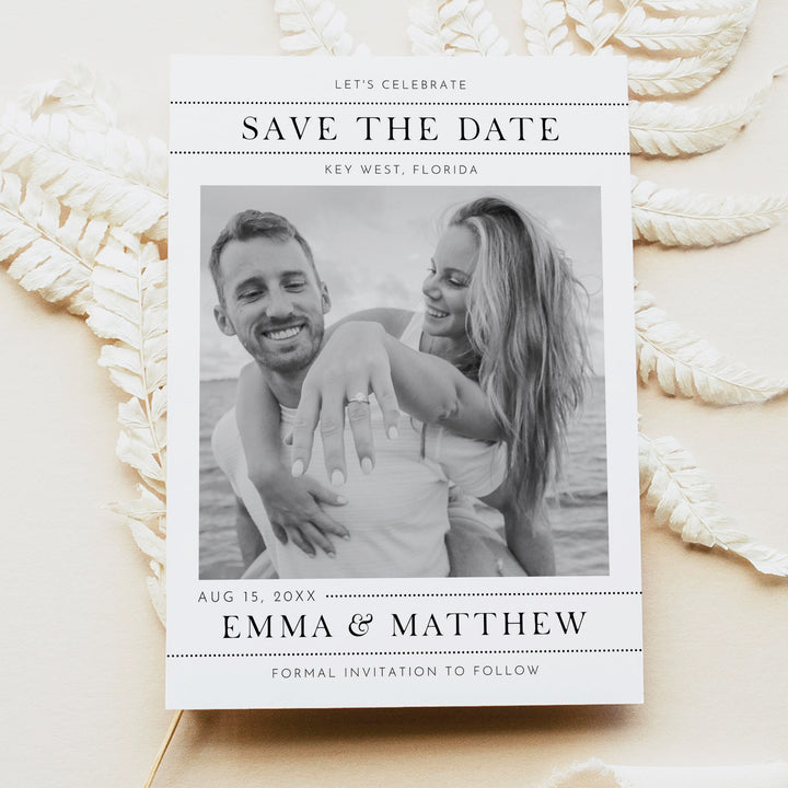 LARA Modern Newspaper Style Wedding Save the Date Printed or Instant Download