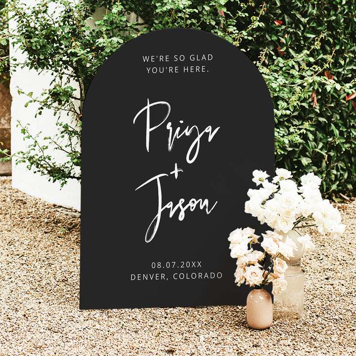 PRIYA Moody Black Wedding Welcome Sign
