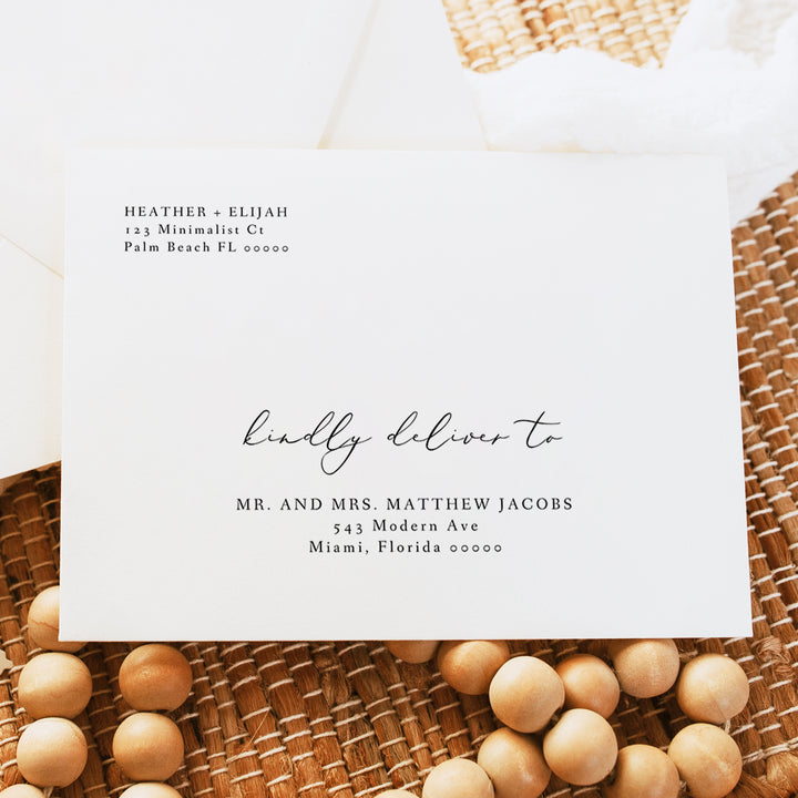 EVELYN Elegant Modern Minimalist Script Addressed Wedding Envelopes Printed or Instant Download