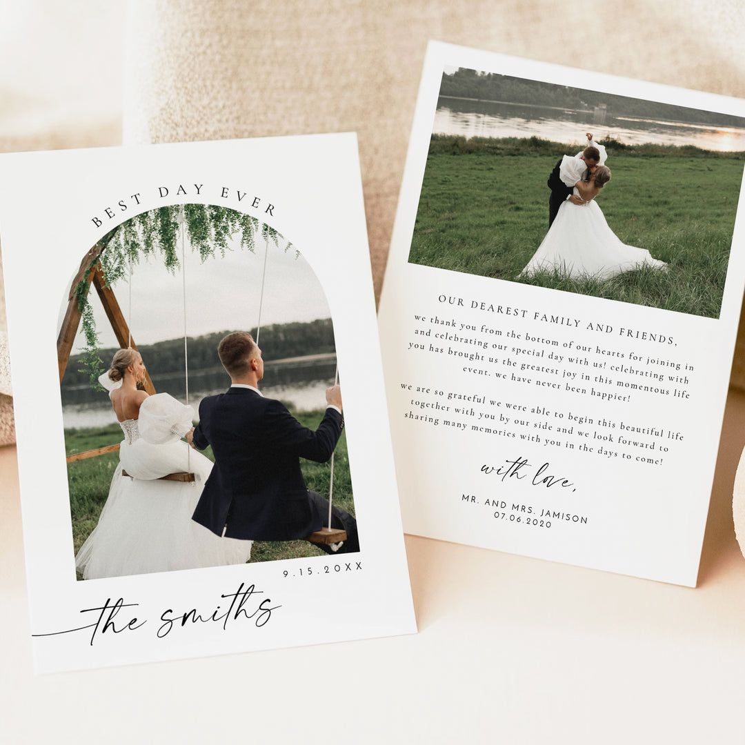 BLAIR Personalized Boho Wedding Photo Thank You Cards
