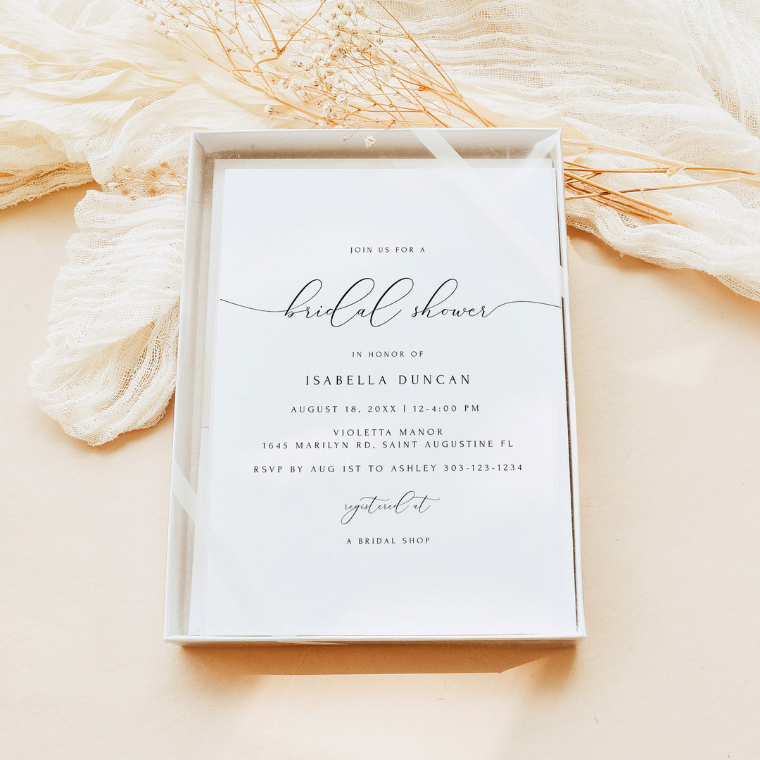 ASHER Elegant Black and White Bridal Shower Invitation