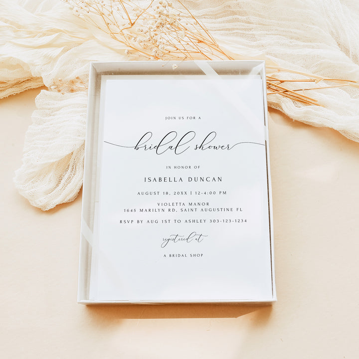 ASHER Elegant Black and White Bridal Shower Invitation