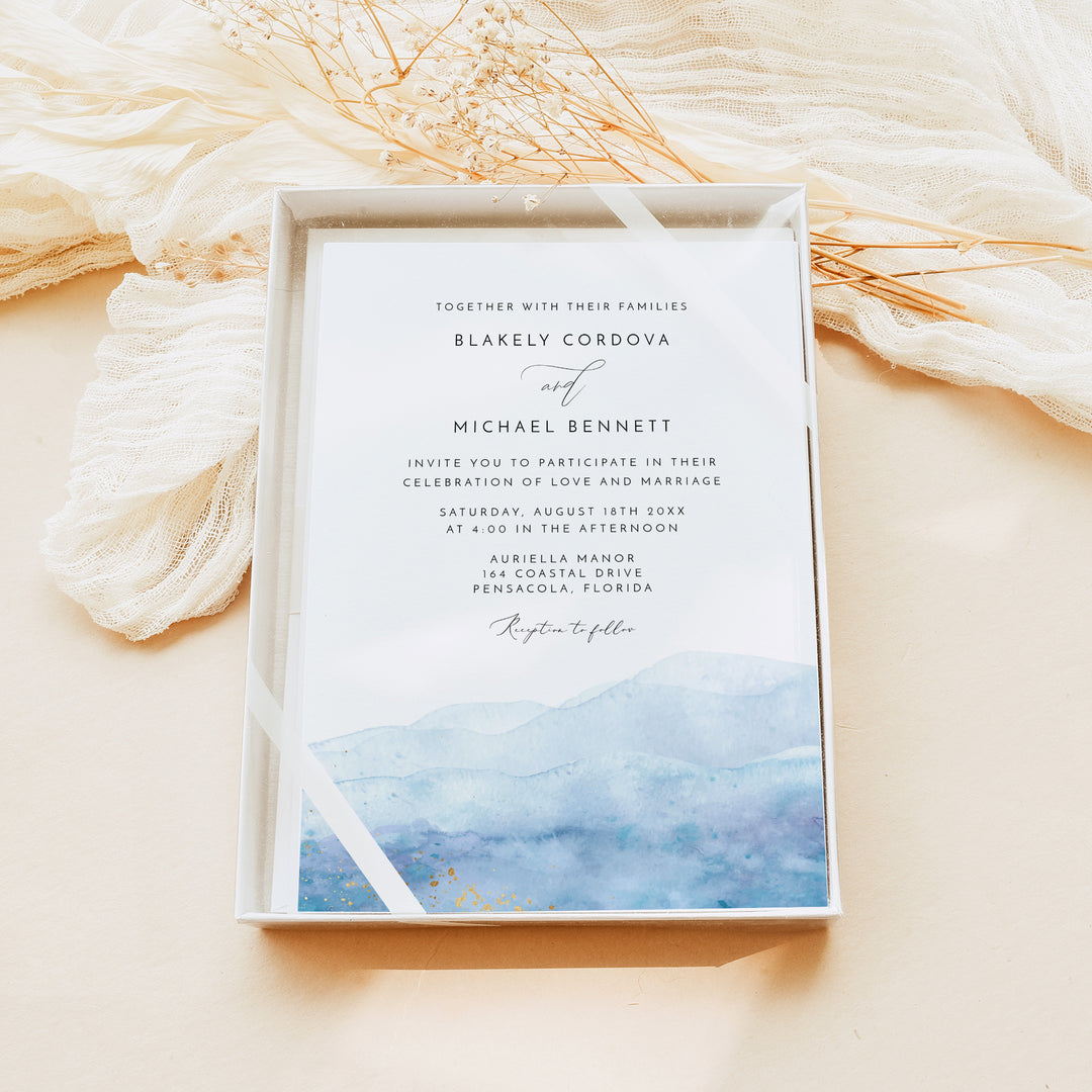 BLAKELY Coastal Destination Wedding Invitations with Photo