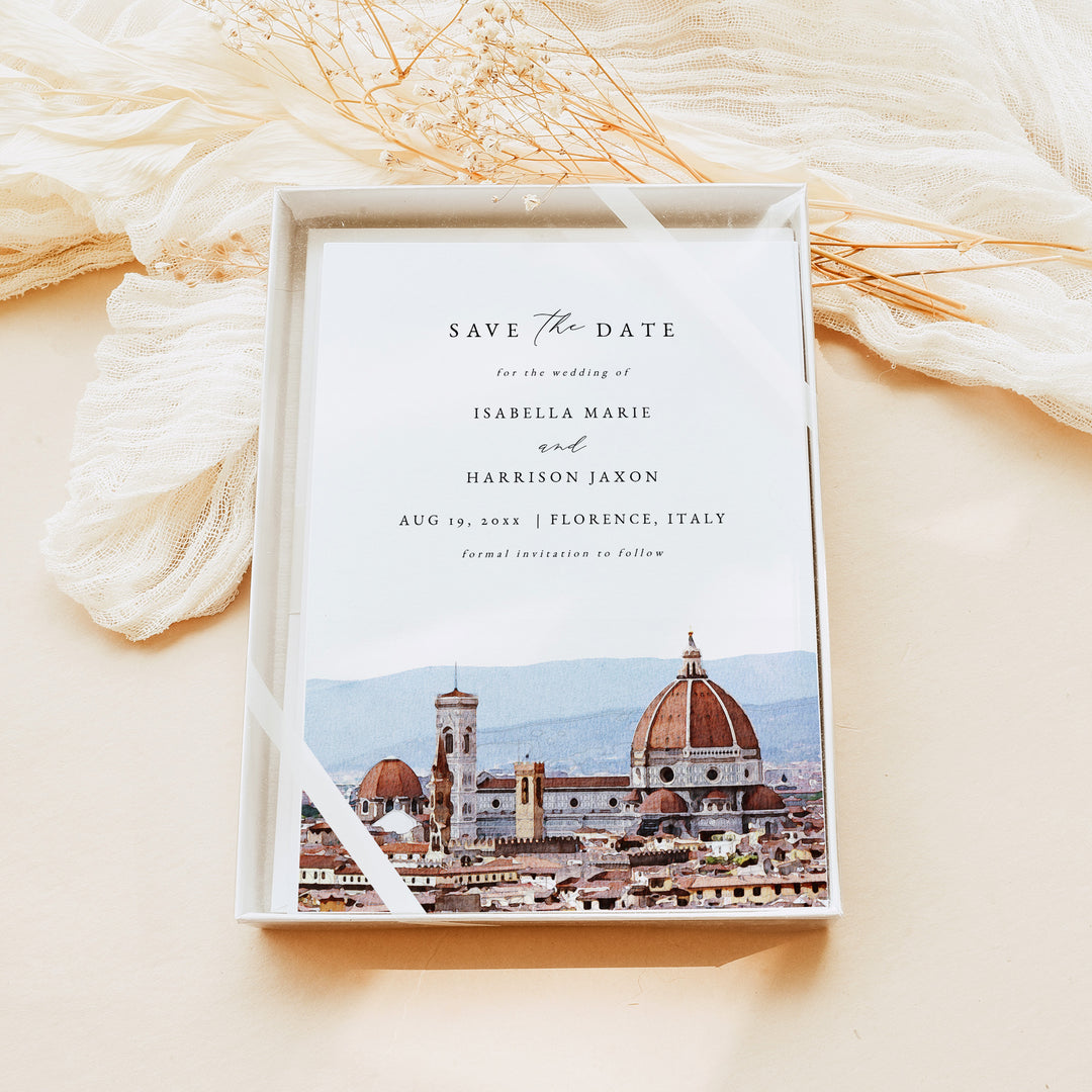 FLORENCE Italy Skyline Watercolor Photo Save the Date Cards