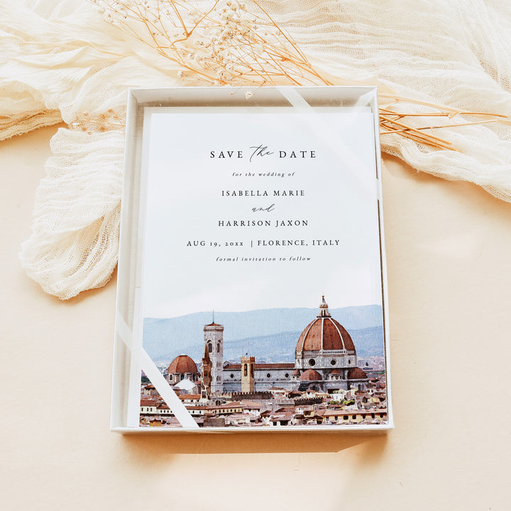 FLORENCE Italy Skyline Watercolor Photo Save the Date Cards