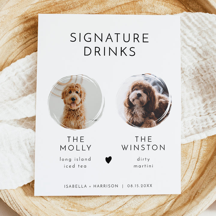 KENNEDY Pet Signature Drink Sign for Elegant Wedding Bar - Unframed