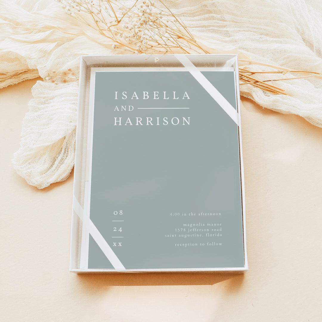 NINA Simple Sage Green Photo Wedding Invitation