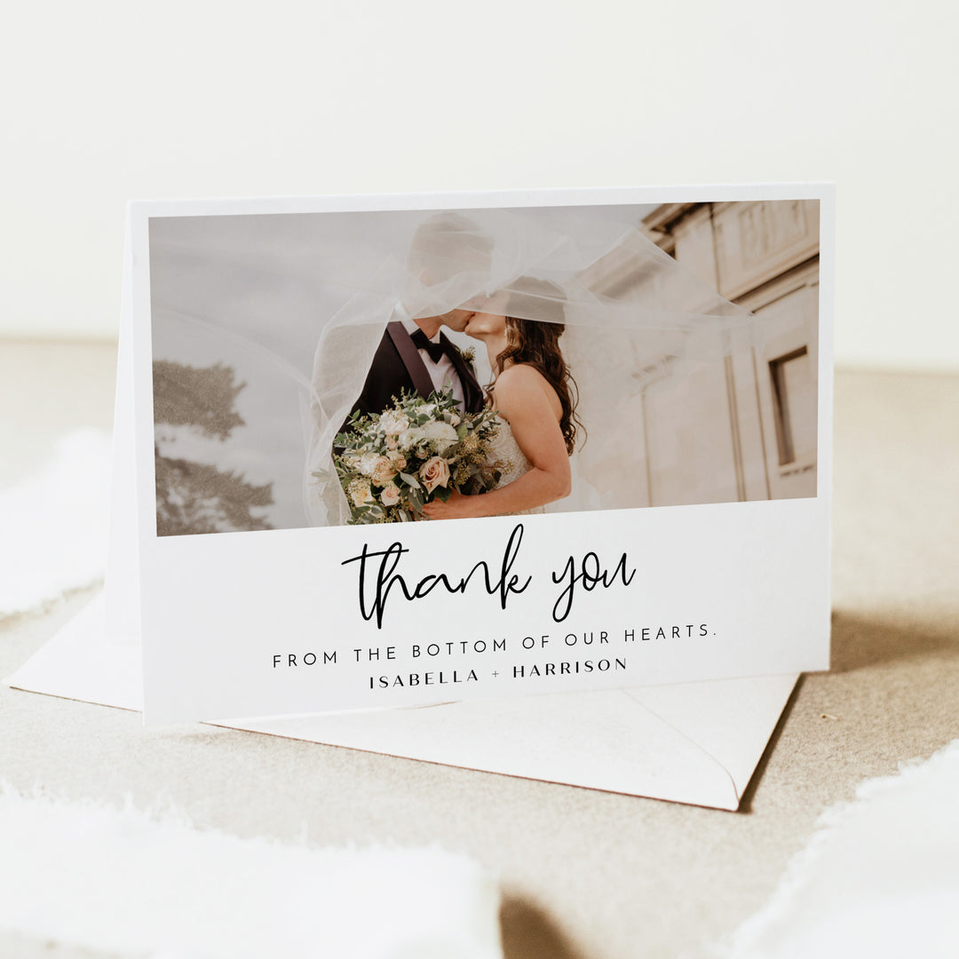WILLOW Modern Boho Photo Wedding Thank You Cards